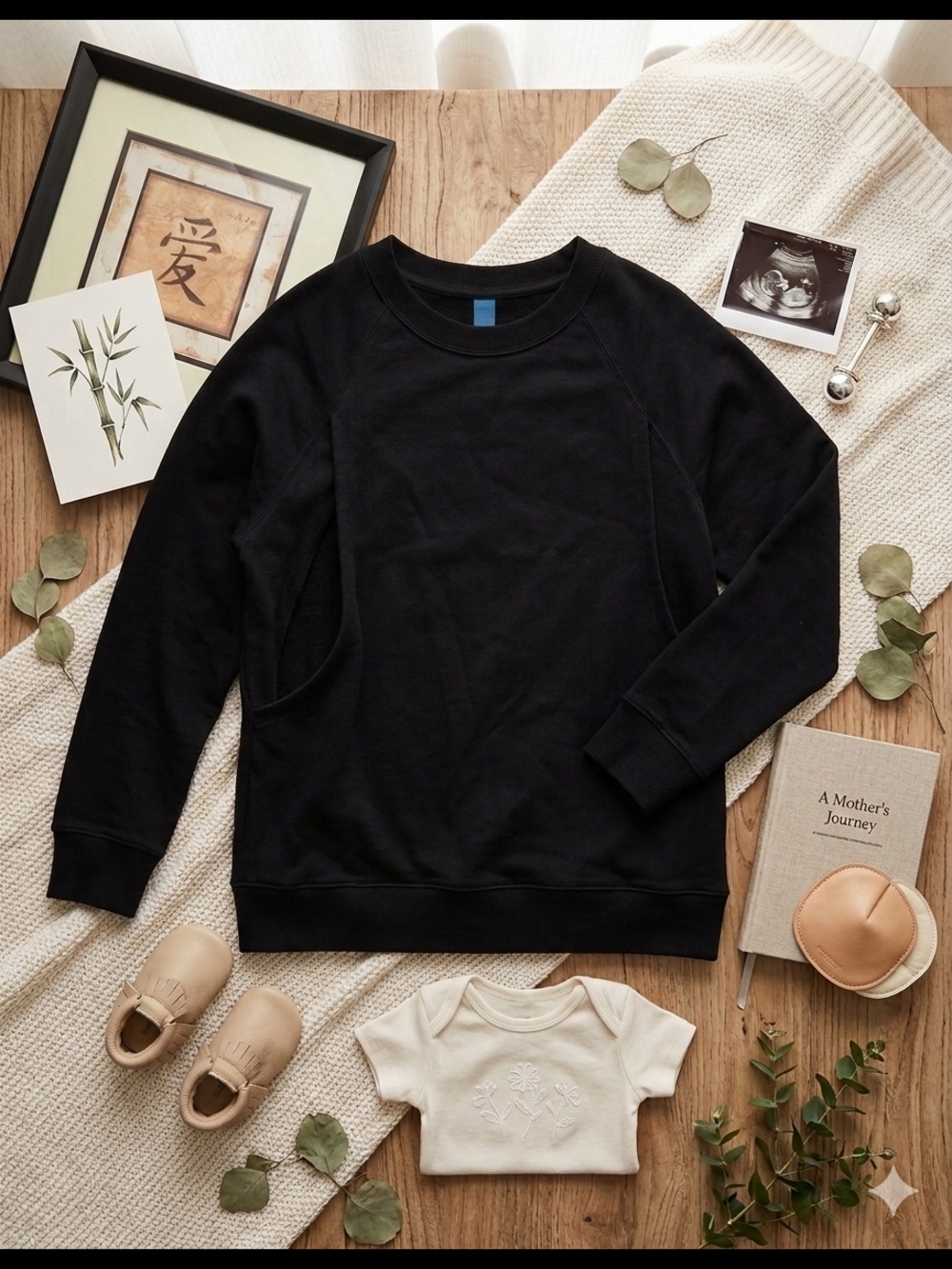 Old Navy  Black  Maternity Nursing Crewneck Sweatshirt